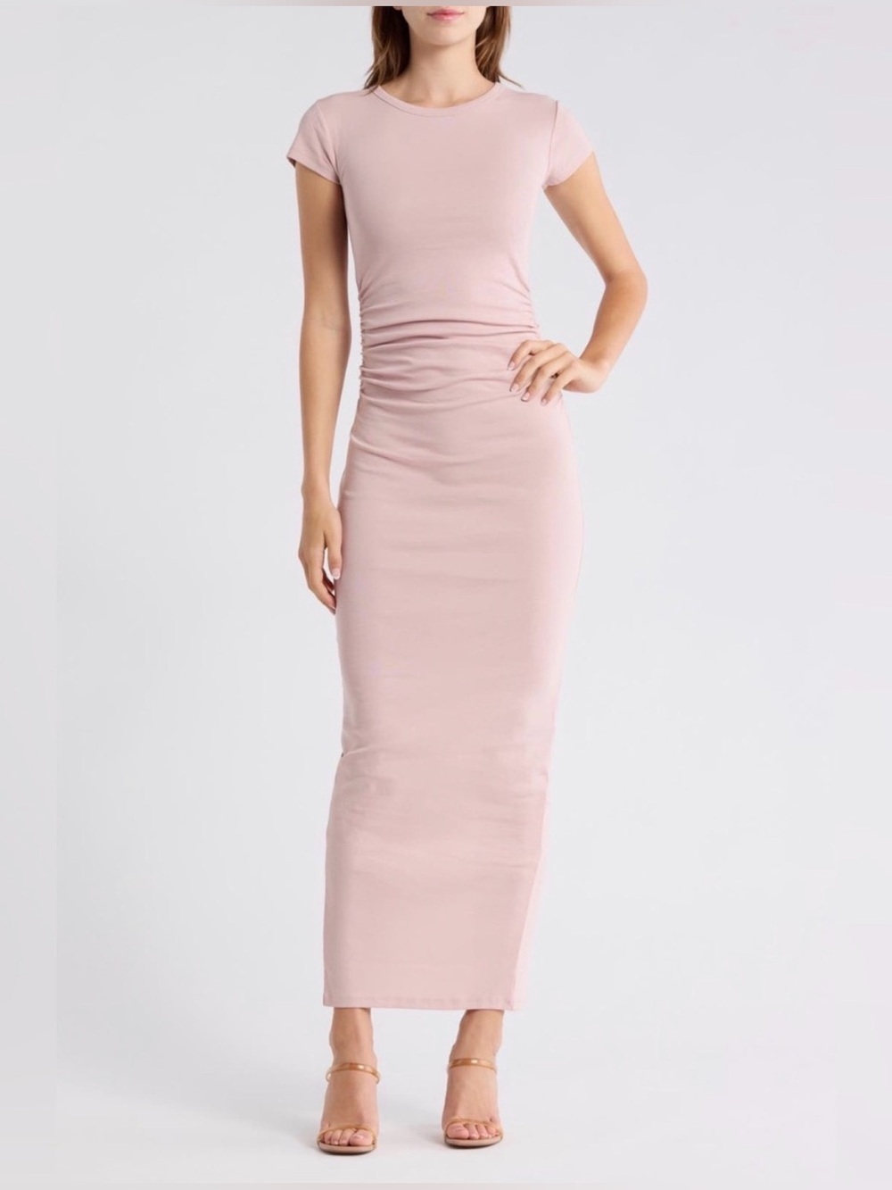 NWT AllSaints Katarina Slim Fit Cap Sleeve Maxi Dress Size 10 in Mauve Pink